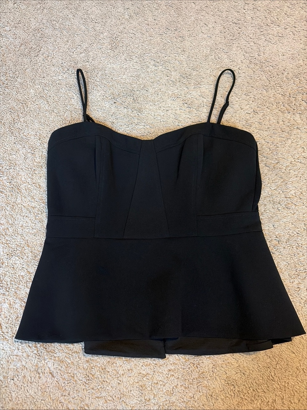 BCBC Maxazria Shannan Black Bustier Corset Peplum Tank Top Shirt Blouse Medium